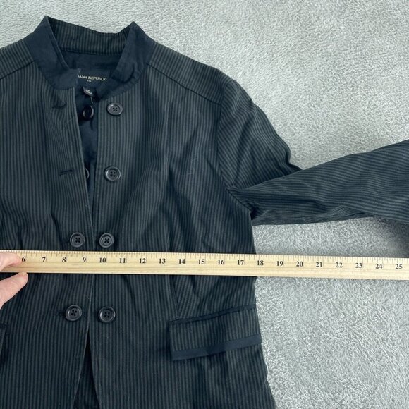 Banana Republic Black Pinstripe Double Breasted Womens 10 Blazer Jacket 3725 - Picture 5 of 8
